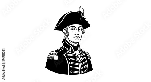 Historic admiral portrait a distinguished naval officer in uniform a classic depiction of military leadership from a bygone era vector