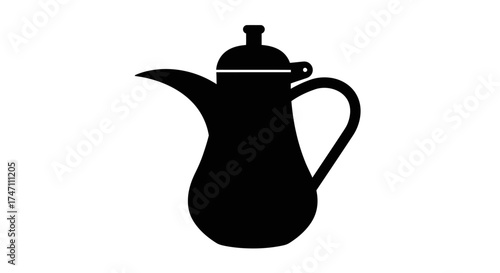 Silhouette of a traditional arabic dallah coffee pot ideal for cultural presentations and islamic decor vector