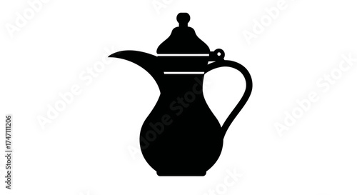 Traditional arabic dallah coffee pot silhouette symbolizing middle eastern hospitality and beverage culture vector
