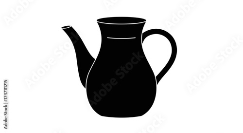Classic black silhouette of a vintage coffee pot with a generous handle and spout perfect for kitchen decor and beverage service vector