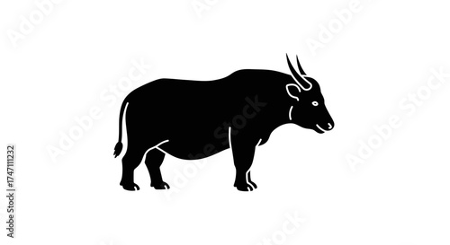 Powerful silhouette of a black bull standing majestic and strong symbolizing power strength and agriculture livestock vector