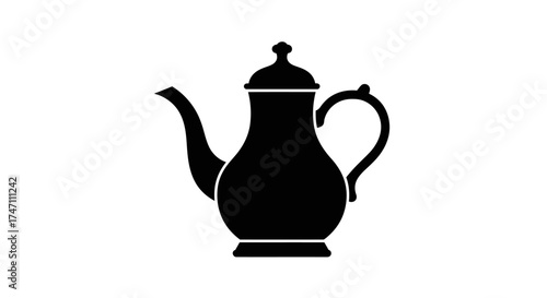 Classic black coffee pot silhouette elegant beverage container for cafes restaurants and home kitchens decorative object vector