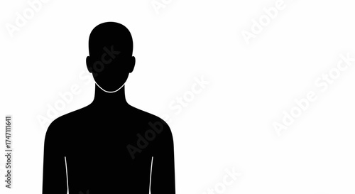 Silhouette of a person's head and shoulders abstract textured black figure for design and conceptual art vector