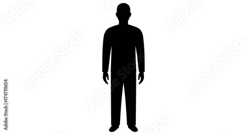Silhouette of a tall person standing full body view demonstrating human form for abstract design concepts and medical representation vector