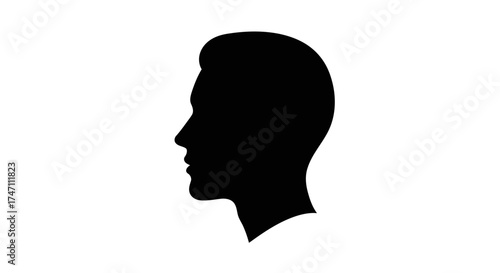 Silhouette profile of a man's head captured in a stark black shape against a clean white canvas vector