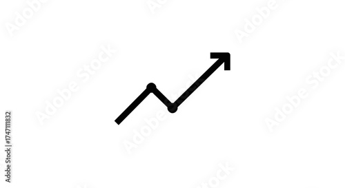 Upward trending line graph with arrow symbolizing growth progress success and positive financial performance vector