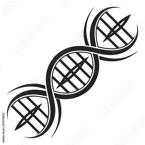 Black D N A helix symbol abstract graphic double helix