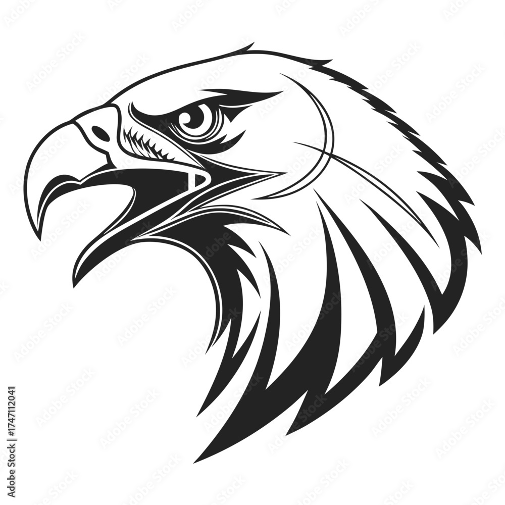 Fototapeta premium Black eagle head abstract graphic design bird