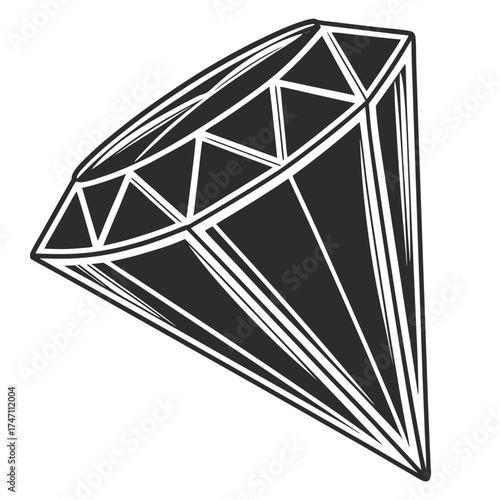 Black diamond shape graphic on white background jewel