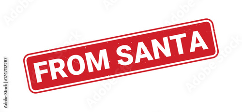 From Santa stamp, From Santa sign on red ink, From Santa grunge stamp, From Santa seal, From Santa sticker, From Santa distressed texture on white background