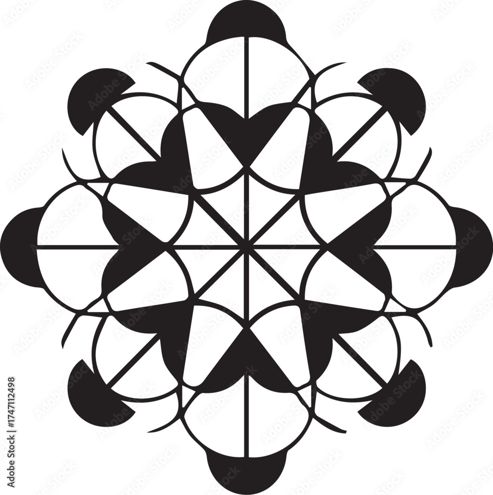 Fototapeta premium black and white flower vector Circular Flower Geometry Mandala