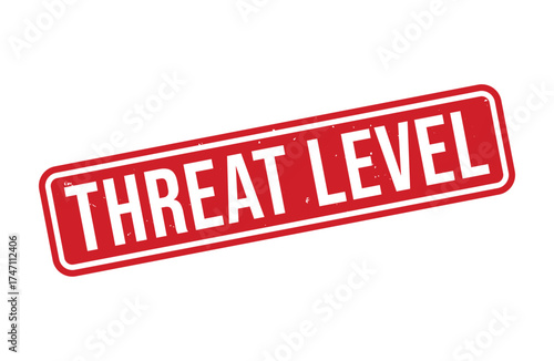 Threat Level stamp, Threat Level sign on red ink, Threat Level grunge stamp, Threat Level seal, Threat Level sticker, Threat Level distressed texture on white background