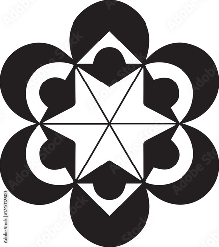 black and white flower Heart Form Sacred Geometry Pattern