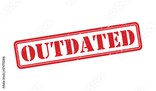 Outdated stamp, Outdated sign on red ink, Outdated grunge stamp, Outdated seal, Outdated sticker, Outdated distressed texture on white background
