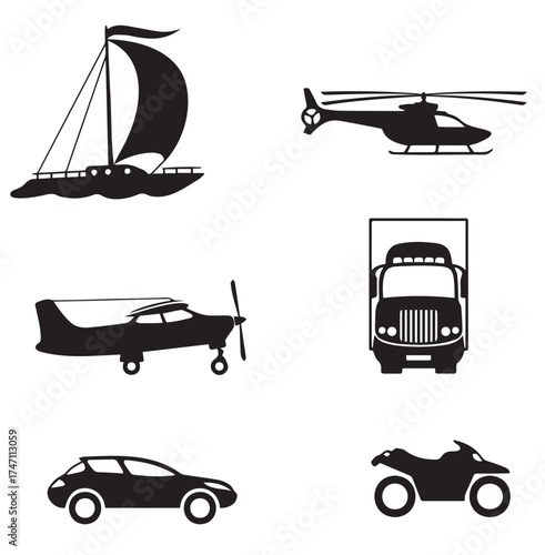 transportation icons set vector