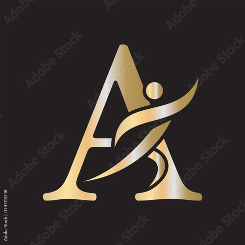 Initial Fitness Logo combine with letter A vector template