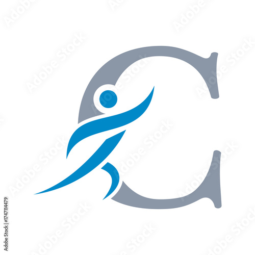 Initial Fitness Logo combine with letter C vector template