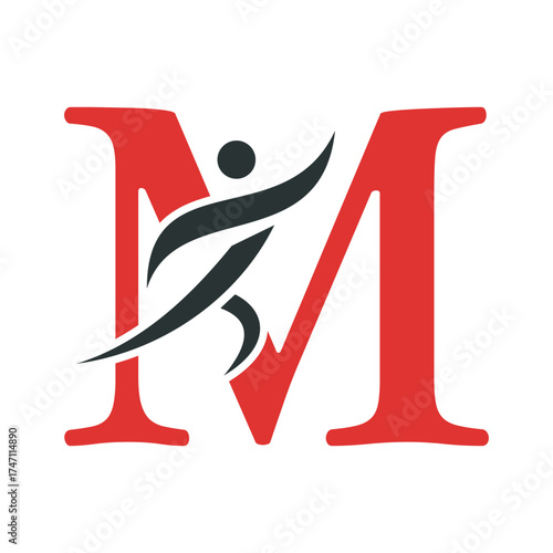 Initial Fitness Logo combine with letter M vector template