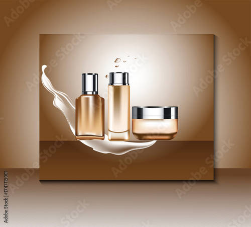 Cosmetic Collection: A refined skincare collection set against a backdrop of elegant design, showcasing products ideal for enhancing beauty, presented with grace and style.