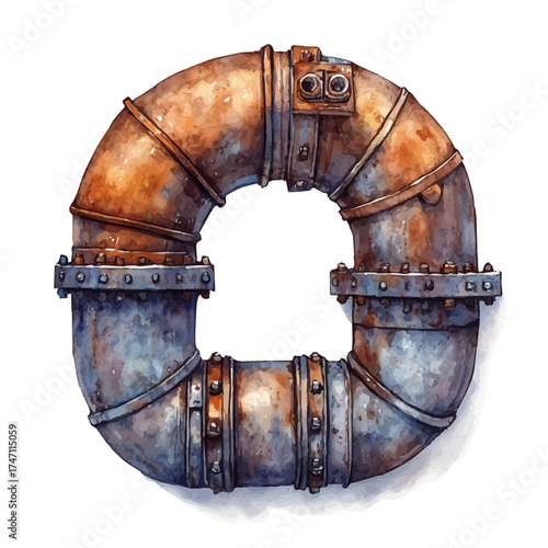 Conduit Bender, watercolor drawing vector, isolated on a white background.