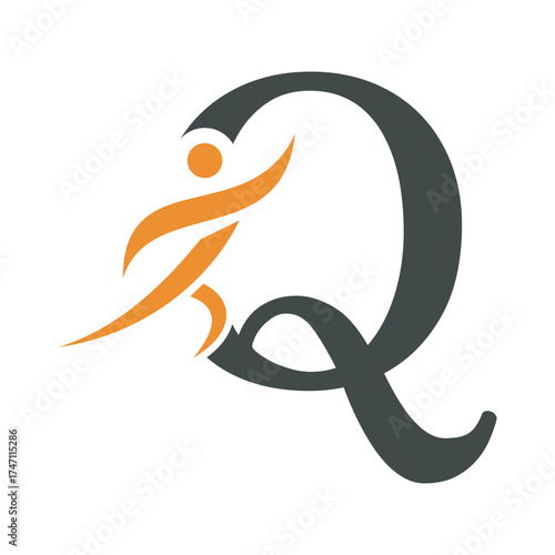Initial Fitness Logo combine with letter Q vector template