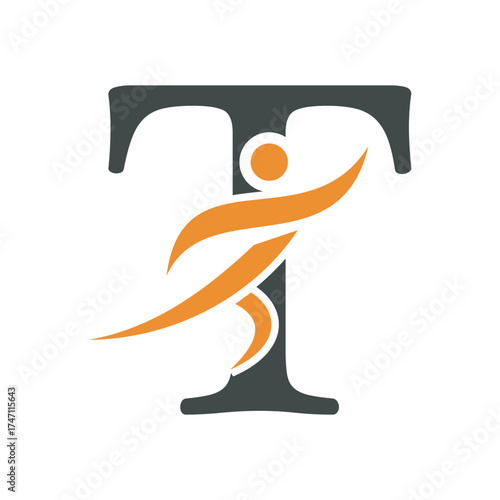 Initial Fitness Logo combine with letter T vector template