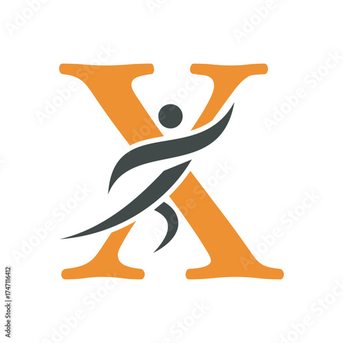 Initial Fitness Logo combine with letter WX vector template