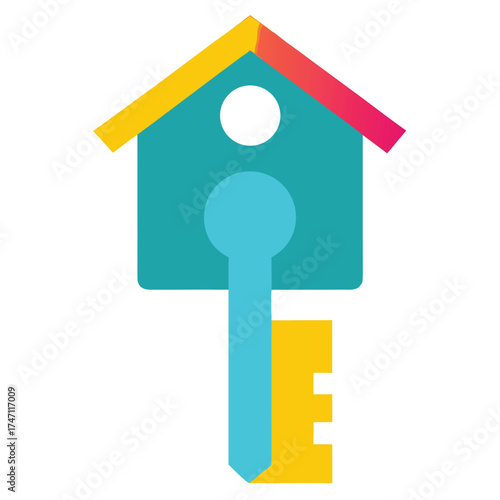 Simple House Key Icon Vector on White Background