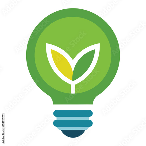Simple Light Bulb Eco Energy Icon Vector on White Background