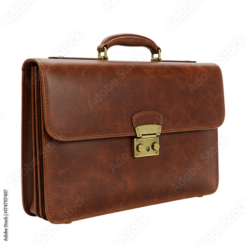 Textured Brown Leather Briefcase for Business Professionals