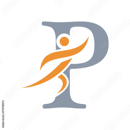 Initial Fitness Logo combine with letter P vector template