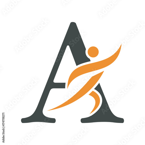 Initial Fitness Logo combine with letter A vector template