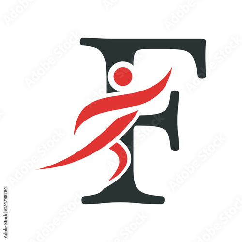Initial Fitness Logo combine with letter F vector template