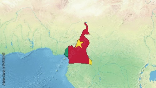Cameroon Map Flag with border	