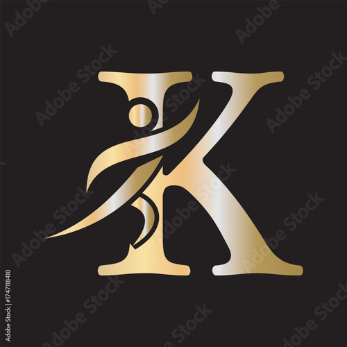 Initial Fitness Logo combine with letter KW vector template