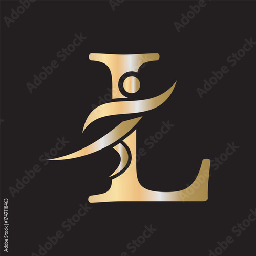 Initial Fitness Logo combine with letter L vector template