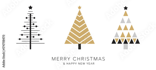 Christmas Card Background with Abstract Gold and Black Tree Decoration – Festive Holiday Design for Seasonal Greeting Cards, Invitations, Posters, and Celebration Projects