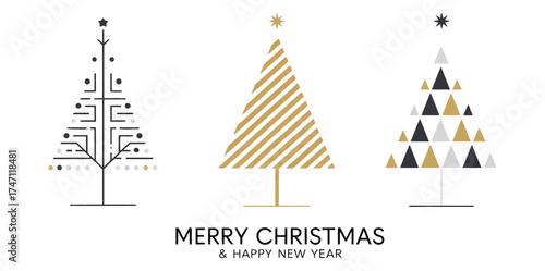 Christmas Card Background with Abstract Gold and Black Tree Decoration – Festive Holiday Design for Seasonal Greeting Cards, Invitations, Posters, and Celebration Projects