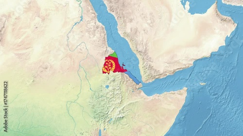 Eritrea Map Flag with border	