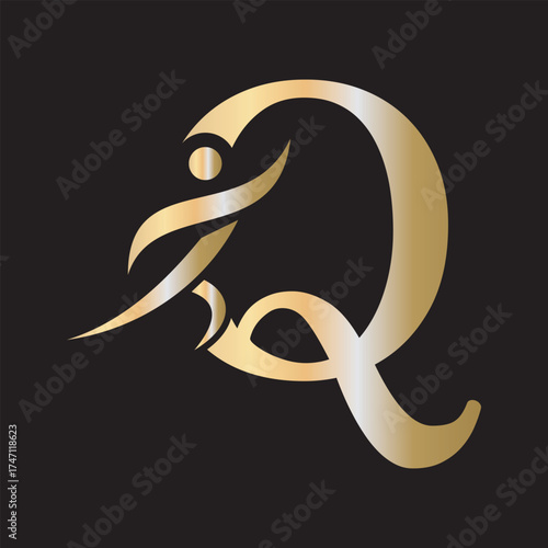 Initial Fitness Logo combine with letter Q vector template