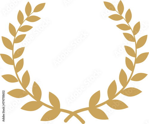 Golden laurel wreath. Golden award logo. Isolated abstract graphic template.