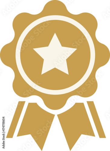 A gold "Approved or Certified" medal pin with a star in the center. Certified gold pin.