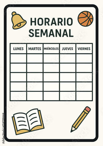 Cartel escolar de horario semanal