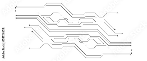 Black lines abstract technology circuit board for web vector background..