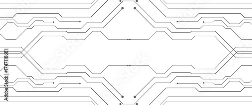 Black lines abstract technology circuit board for web vector background..