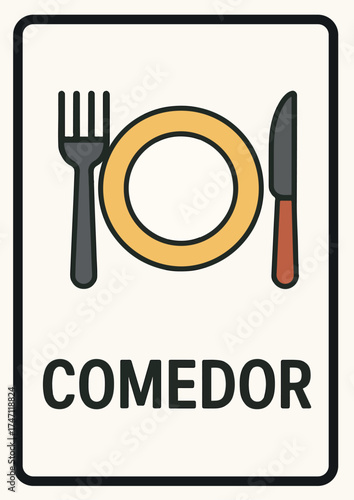 Cartel escolar de zona de comedor