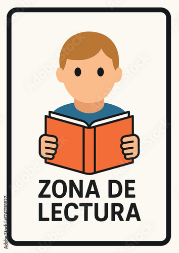 Cartel escolar de zona de lectura
