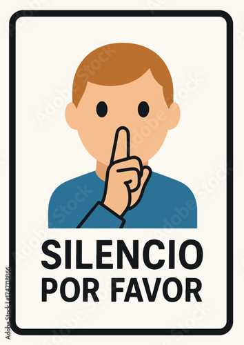 Cartel escolar de silencio por favor