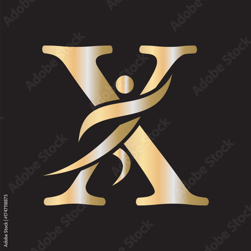 Initial Fitness Logo combine with letter X vector template