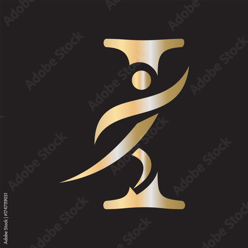 Initial Fitness Logo combine with letter I vector template